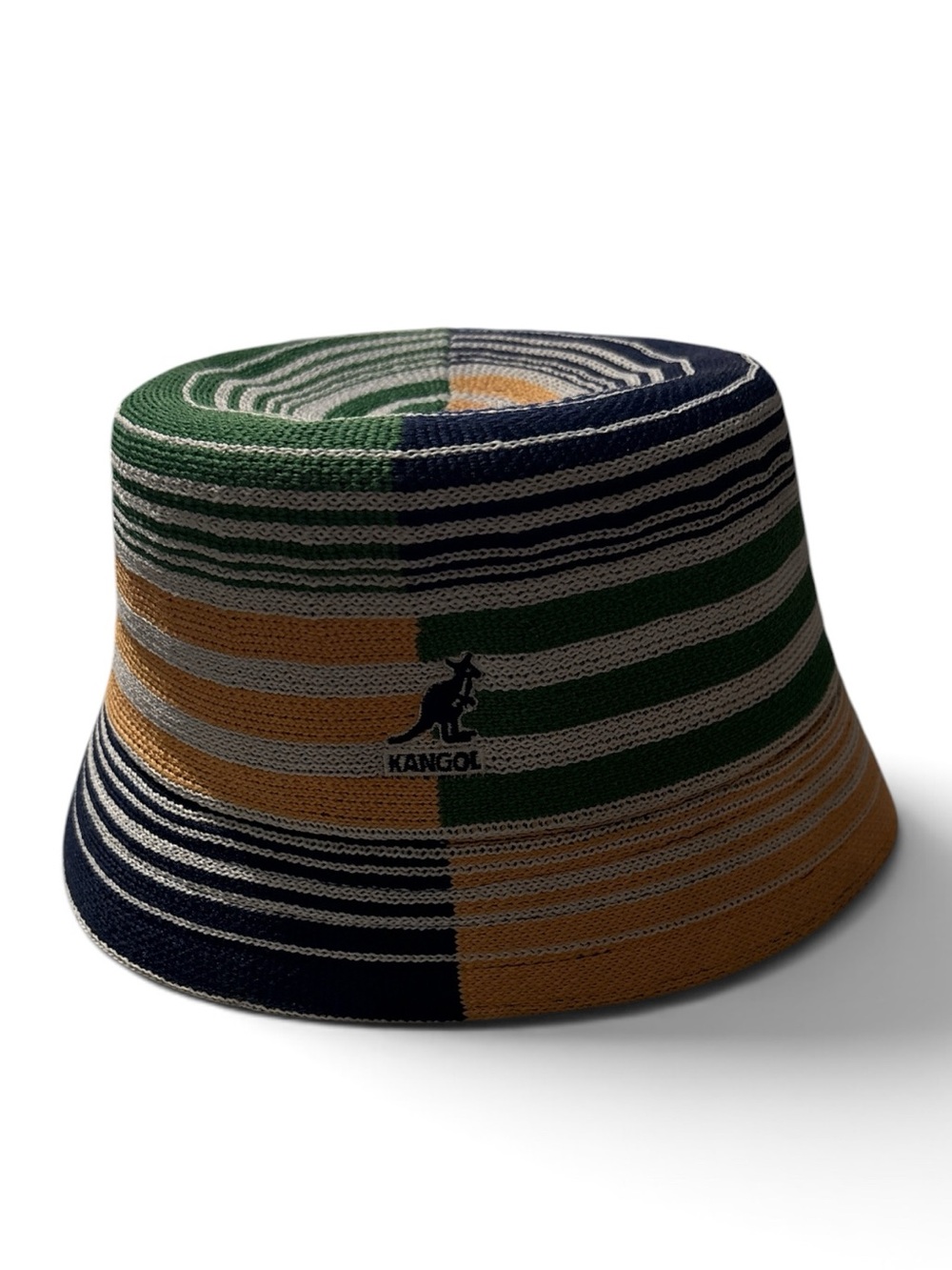 Kangol Hat Stripes Navy Blue Yellow Green White Bucket Mens Bermuda NWT